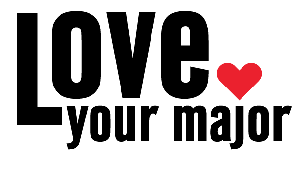 Black text "Love Your Major" next to a red heart